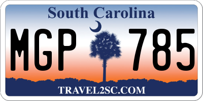 SC license plate MGP785