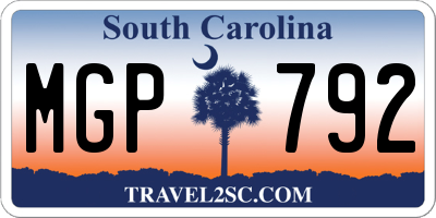 SC license plate MGP792