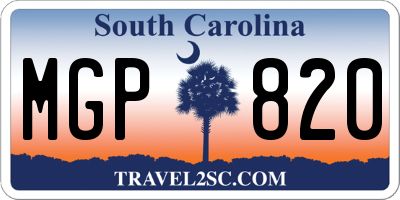 SC license plate MGP820