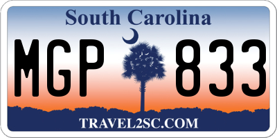 SC license plate MGP833