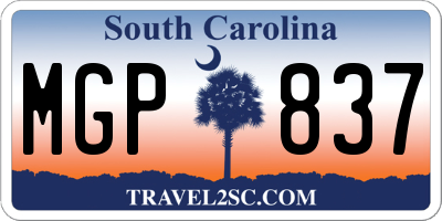 SC license plate MGP837