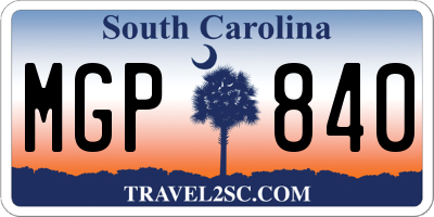 SC license plate MGP840