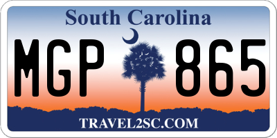 SC license plate MGP865
