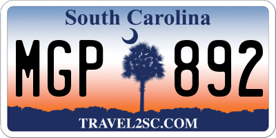 SC license plate MGP892