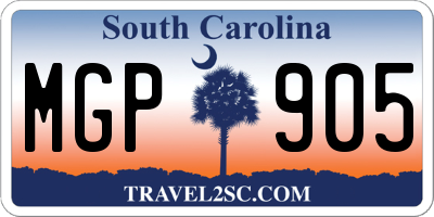 SC license plate MGP905