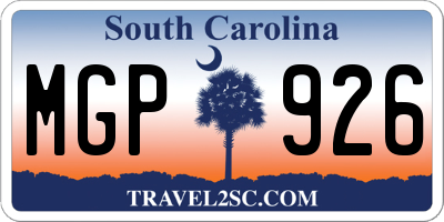 SC license plate MGP926