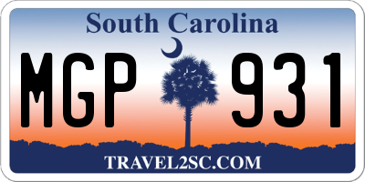 SC license plate MGP931