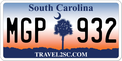 SC license plate MGP932