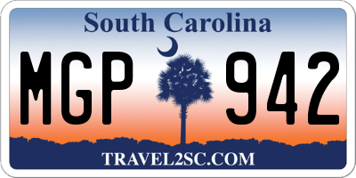 SC license plate MGP942