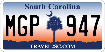 SC license plate MGP947