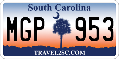SC license plate MGP953