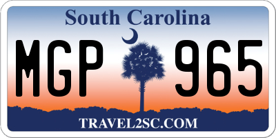SC license plate MGP965