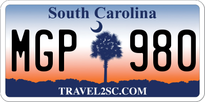 SC license plate MGP980