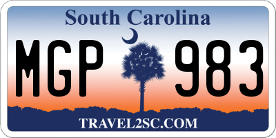 SC license plate MGP983
