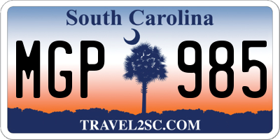 SC license plate MGP985