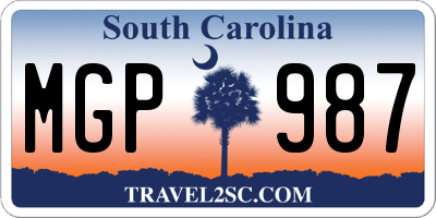 SC license plate MGP987