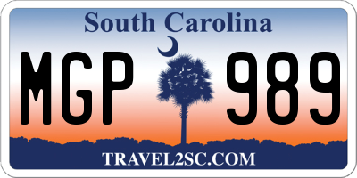 SC license plate MGP989