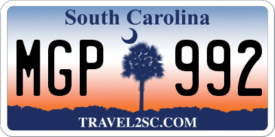 SC license plate MGP992