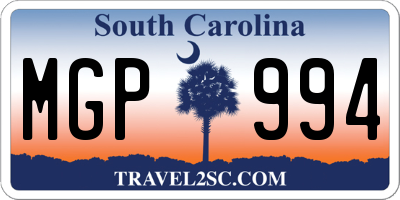 SC license plate MGP994