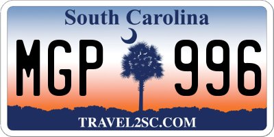 SC license plate MGP996