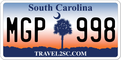 SC license plate MGP998
