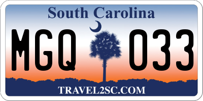 SC license plate MGQ033