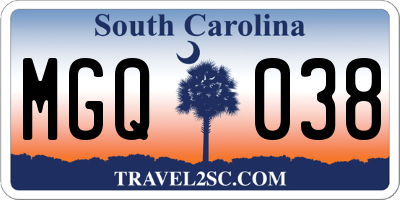 SC license plate MGQ038