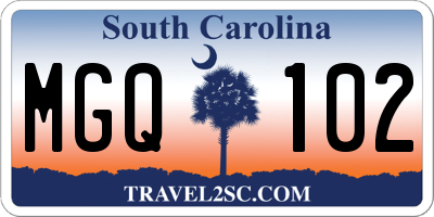 SC license plate MGQ102