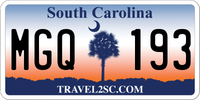 SC license plate MGQ193