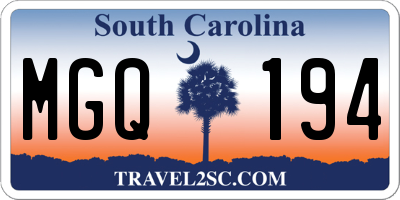 SC license plate MGQ194