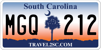 SC license plate MGQ212