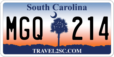 SC license plate MGQ214