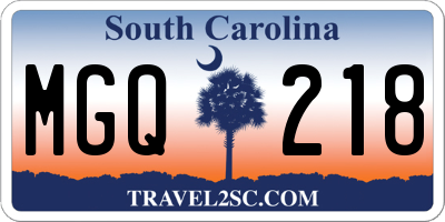 SC license plate MGQ218