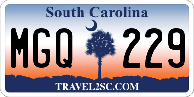 SC license plate MGQ229
