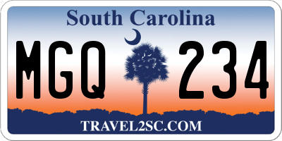 SC license plate MGQ234