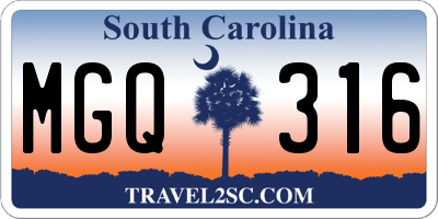 SC license plate MGQ316