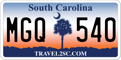 SC license plate MGQ540