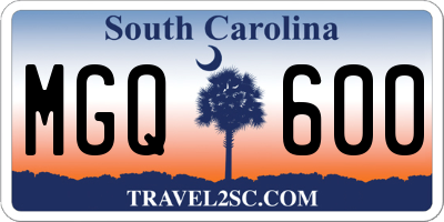 SC license plate MGQ600