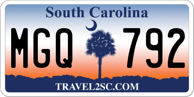 SC license plate MGQ792