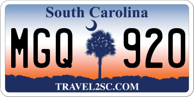 SC license plate MGQ920