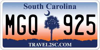 SC license plate MGQ925