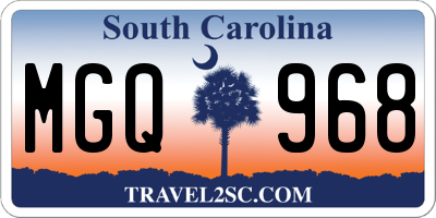SC license plate MGQ968