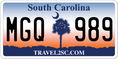 SC license plate MGQ989