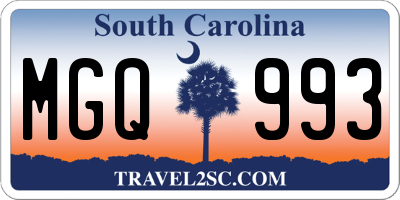 SC license plate MGQ993