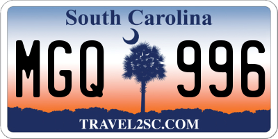 SC license plate MGQ996