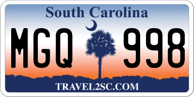 SC license plate MGQ998