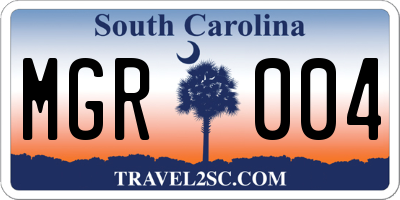 SC license plate MGR004