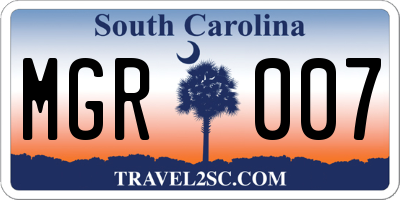 SC license plate MGR007