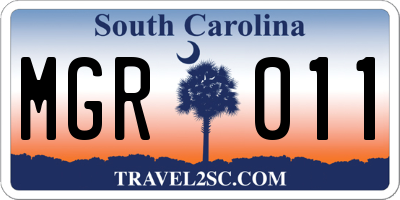SC license plate MGR011