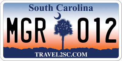 SC license plate MGR012